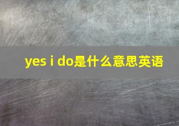 yes i do是什么意思英语